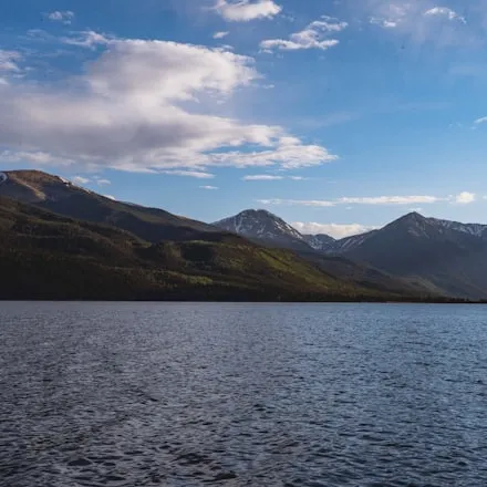 Mountains above a still lake